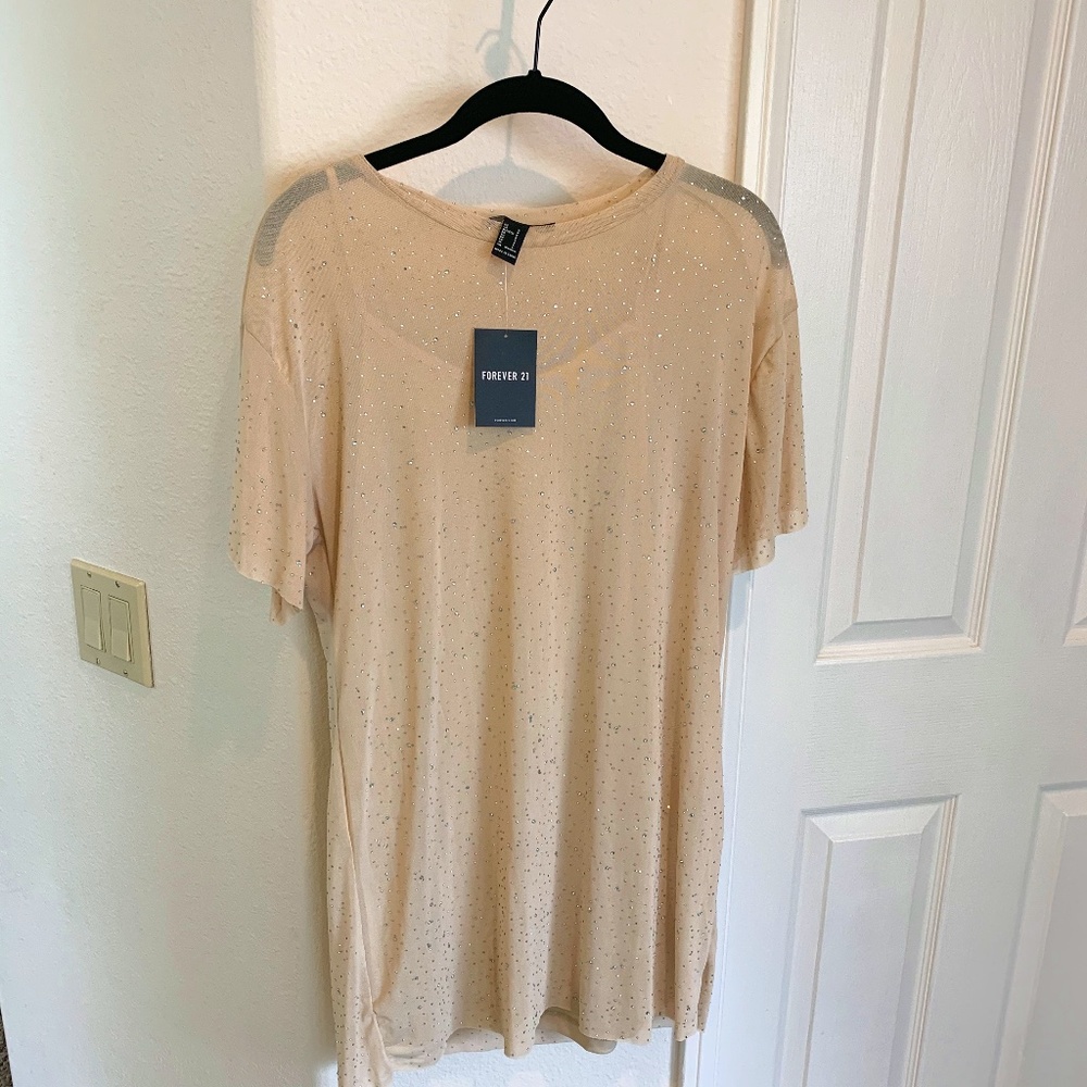 Forever 21 - Metallic/Nude T-shirt Dress